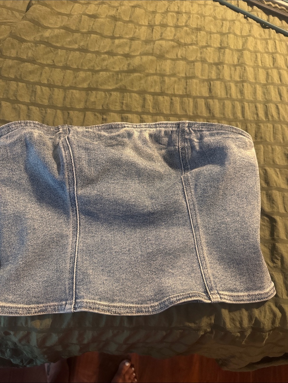 Express Light Blue Denim Strapless Tube Top